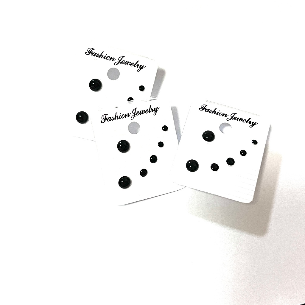 WFH stud earrings ต่างหูสแตนเลส 1 set 3 คู่ | ดำ มี YY ราคาถูก Shopee Lazada