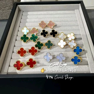 ต่างหู ห่วง ใบโคลเวอร์ ดอก1.5ซม. CIVIL JEWELRY (พร้อมส่งในไทย)