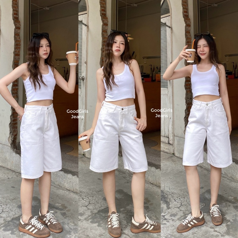Olivine Shorts กางเกงยีนส์ขาสั้น 5 ส่วน ผ้าไม่ยืด ทรางสวย 🤎🤍💛 - รูปที่ 3