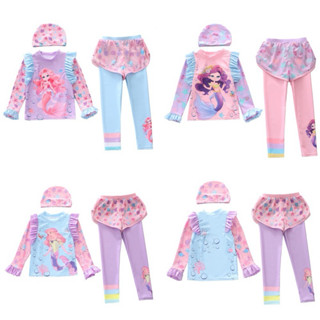 (พร้อมส่ง)ชุดว่ายน้ำกางเกง ขายาว แขนยาว มีหมวกด้วยค่ะ แบบใหม…