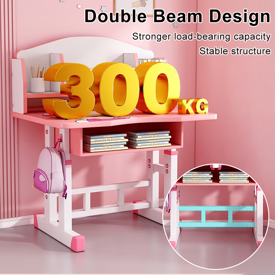 baby safety☁️โต๊ะเด็ก โต๊ะเขียนหนังสือเด็ก โต๊ะทำงานนักเรียน ปรับความสูงได้ 82-88 ซม 70/80CM - รูปที่ 2