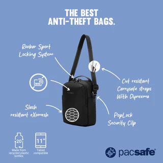 Pacsafe V Anti-Theft Tour Crossbody กระเป๋ากันขโมย กระเป๋าสะพายข้าง สำหรับเดินทางและใช้งานทุกวัน
