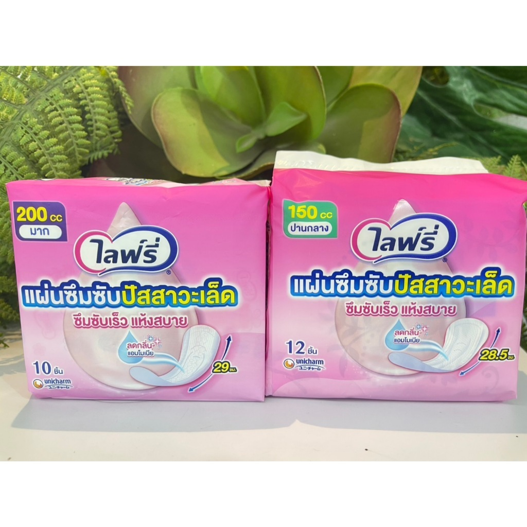 (โฉมใหม่!!)  Lifree ไลฟ์รี่ แผ่นซึมซับปัสสาวะเล็ด 150 / 200 ซีซี  ขนาด 28.5/29 ซม. จำนวน 12/10 ชิ้น