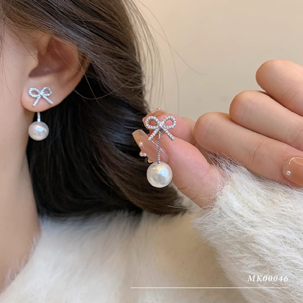 ส่งฟรี!! Sweetssparkles ต่างหู สไตล์เกาหลี ก้านเงิน𝑆𝑖𝑙𝑣𝑒𝑟 92.5% ต่างหูมุก Earring Fashion MK00046