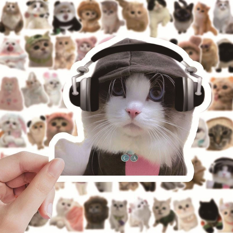สติ๊กเกอร์ลูกแมวและลูกสุนัข สติ๊กเกอร์แมวยอดนิยม สัตว์น้อยน่ารักสุดๆ สติ๊กเกอร์กันน้ำสมุดโน๊ตสัตว์น่ารัก