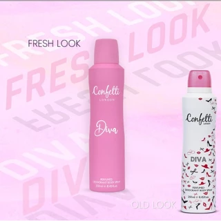 [ซื้อ1แถม1] Confetti London Deodorant Spray-Diva 250ml /คอนเฟตติ ลอนดอน สเปรย์ระงับกลิ่นกาย -ดีว่า 250มล.