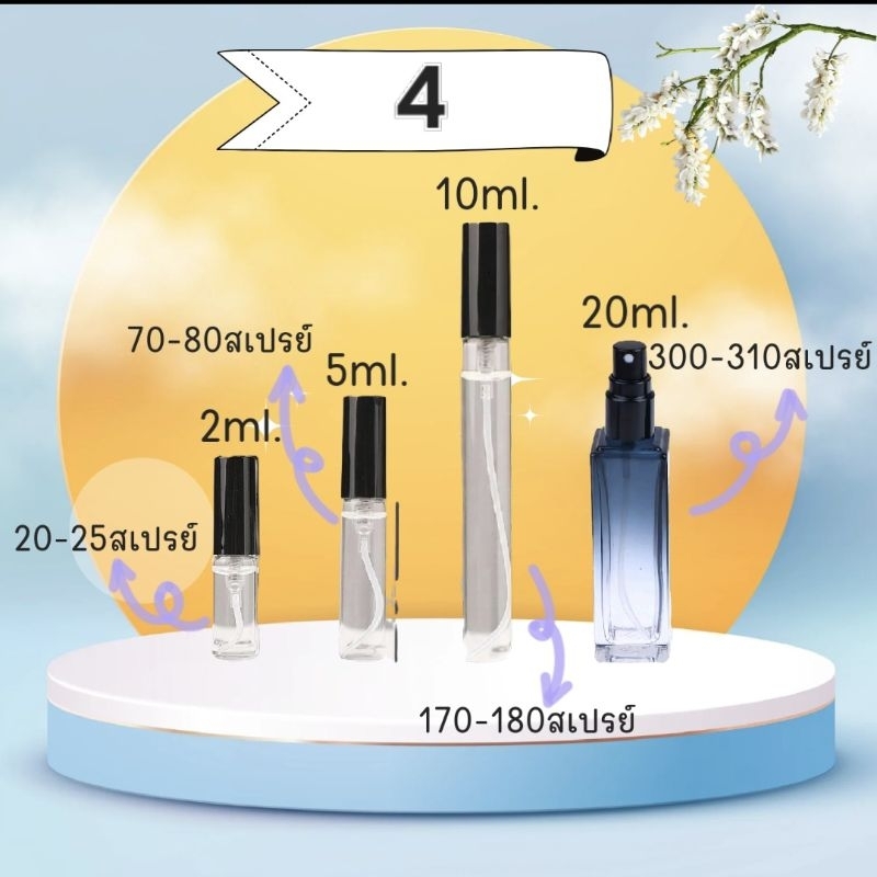 น้ำหอมแท้แบ่งขายขนาดพกพา หัวสเปรย์ 2-5และ9 ml.