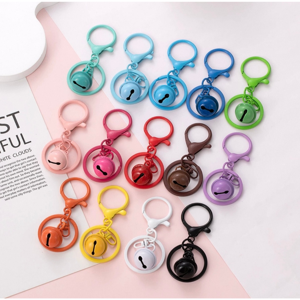 พวงกุญแจกระดิ่งสีสันสดใส มาการอง พวงกุญแจ DIY สีสันสดใส