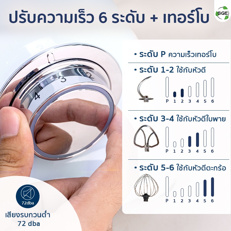 SGE เครื่องผสมอาหาร เครื่องตีแป้ง ความจุ 8 ลิตร รุ่น ENZO รูปที่ 4
