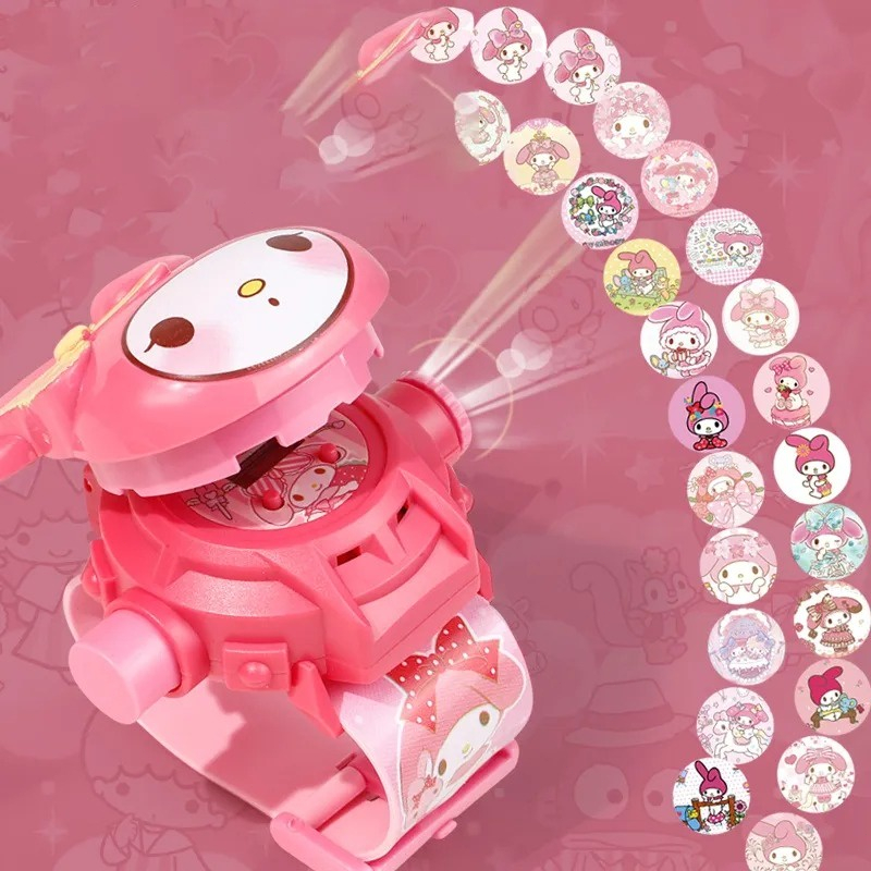 Sanrio Kuromi 3D นาฬิกาโปรเจคเตอร์ ไม่มีกล่อง นาฬิกาพลิกยอดนิยม Kawaii ของขวัญเด็กผู้หญิง