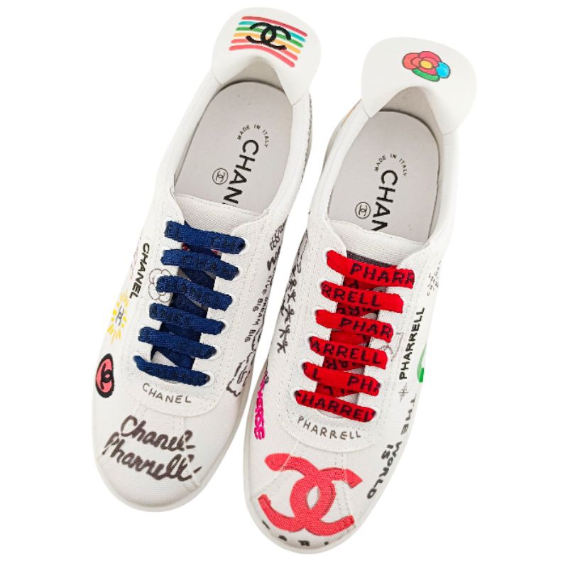 Chanel Pharrell Williams Sneakers 38 G34877 Good Condition Authentic แท้ รองเท้าแบรนด์เนมมือสองของแท