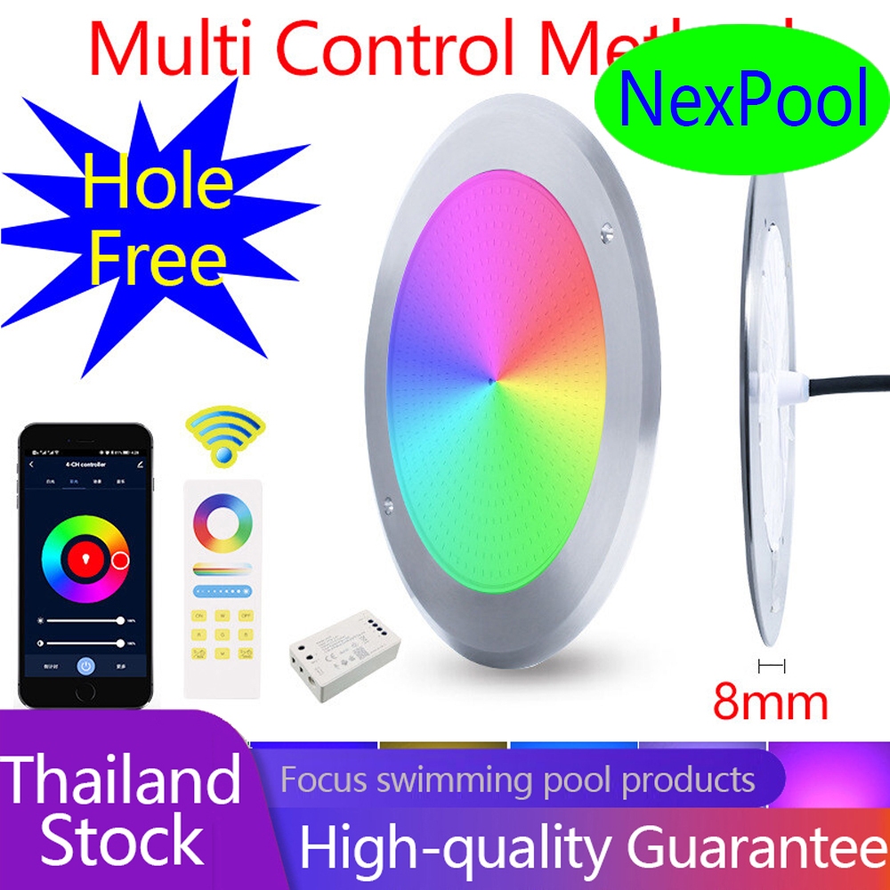 NexPool 304 Stainless Steel Hole Free Underwater Light Ultra Thin Swimming Pool Lamp Waterproof Wall