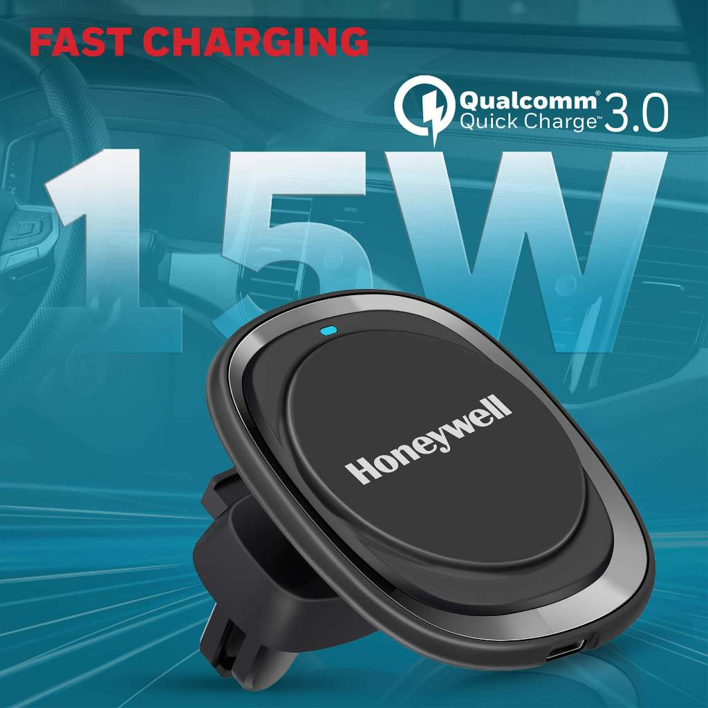 Honeywell Zest Magnetic Phone Mount Car Charger, Upto 15W Output, with Type-C input