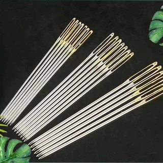 เข็มถักครอสติส 9pcs แฮนด์เมด ขนาดใหญ่ DIYเครื่องมือบิ๊กอาย เข็ม สแตนเลส
