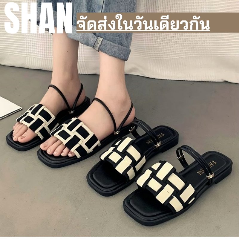 🚚 จัดส่งในกรุงเทพฯ-รองเท้าแตะสตรี,รองเท้าแตะฤดูใบไม้ผลิฤดูร้อนใหม่,สองวิธีการสวมใส่