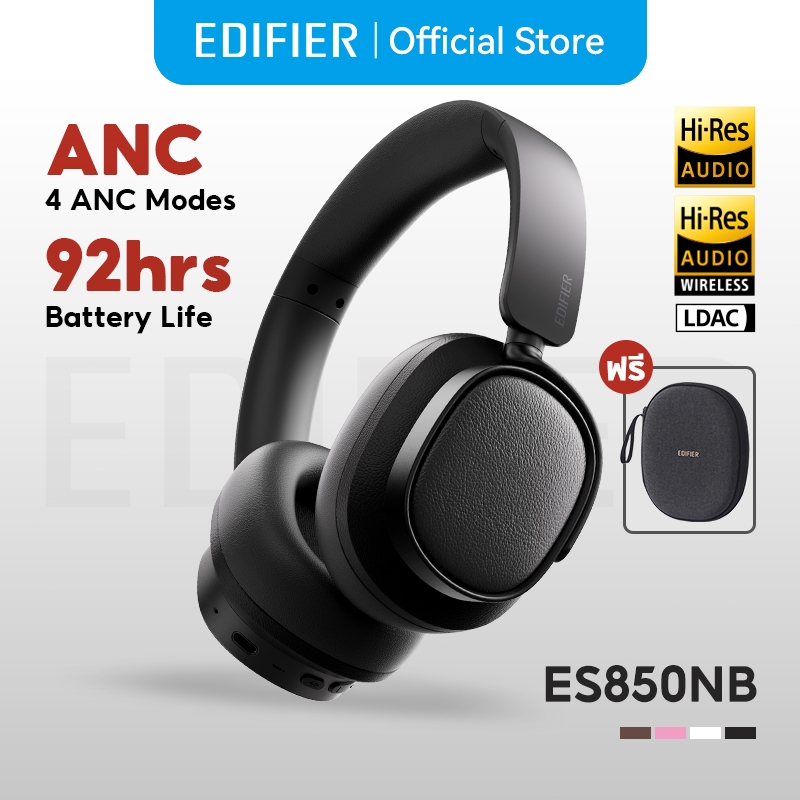 Edifier ES850NB หูฟังไร้สายตัดเสียงรบกวนแบบครอบหู -45dB ANC, Bluetooth V5.4, Hi-Res Audio, โทรชัดเจน, เล่นได้นาน 92hrs