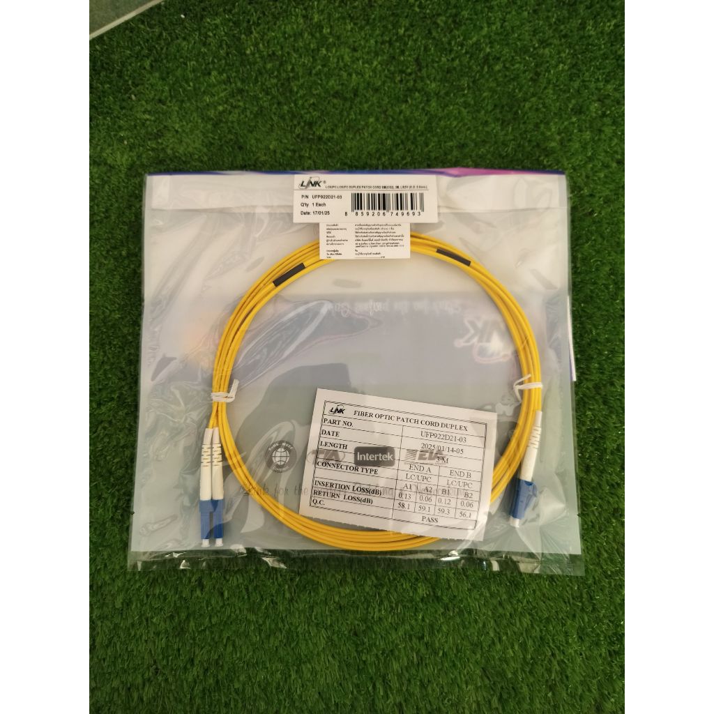 Link UFP922D21-03 LC /UPC - LC /UPC Patch cord OS2, Duplex Jacket 2mm. LENGTH 3 M. ออกใบกำกับภาษีได้