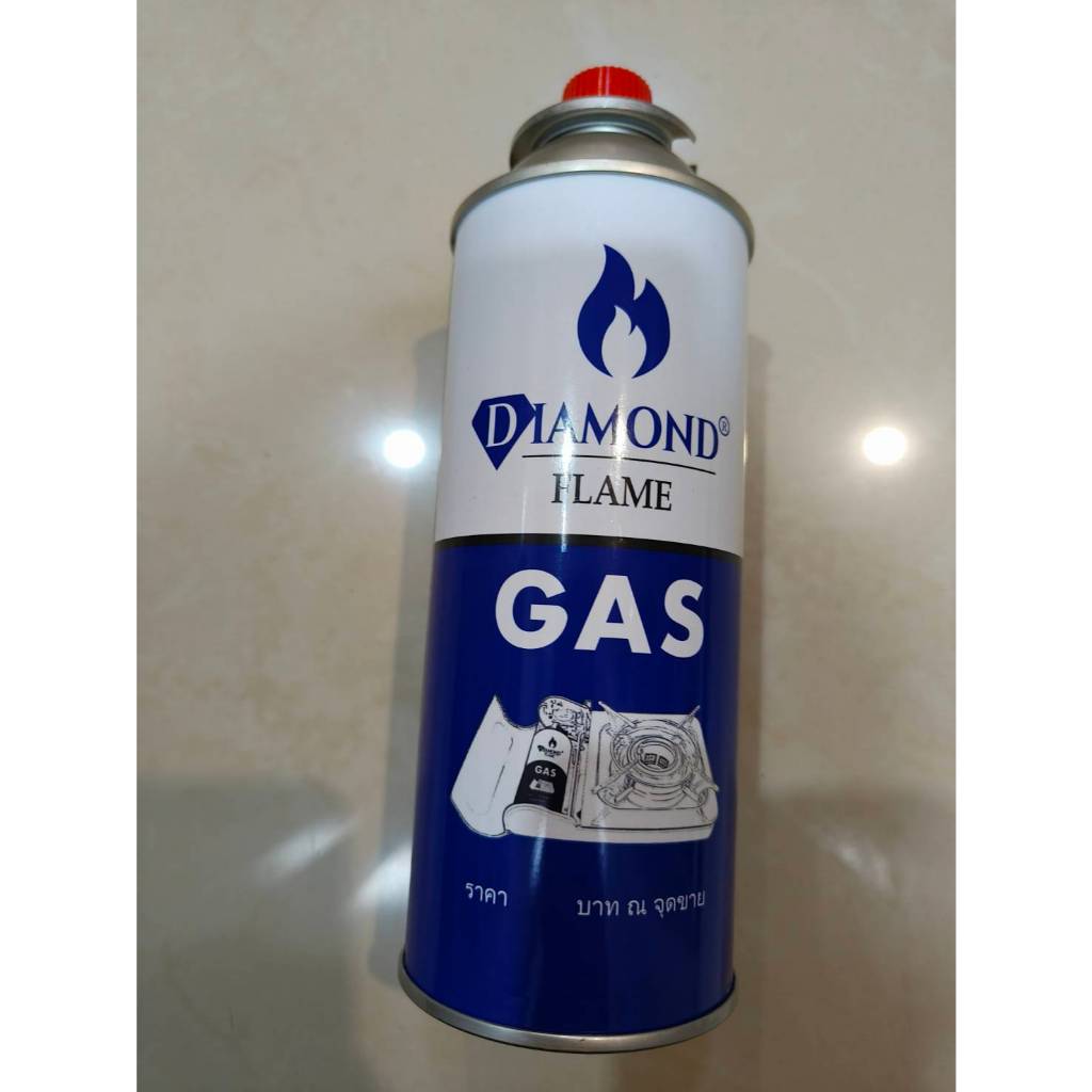 DIAMOND FLAME GAS แก๊สกระป๋องขนาด 250 กรัม สำหรับสวมกับหัวไฟ หรือเตาสนาม เตาแก๊สพกพา ใช้เติมไฟแช็กไม่ได้ หัวเติมคนละขนาด