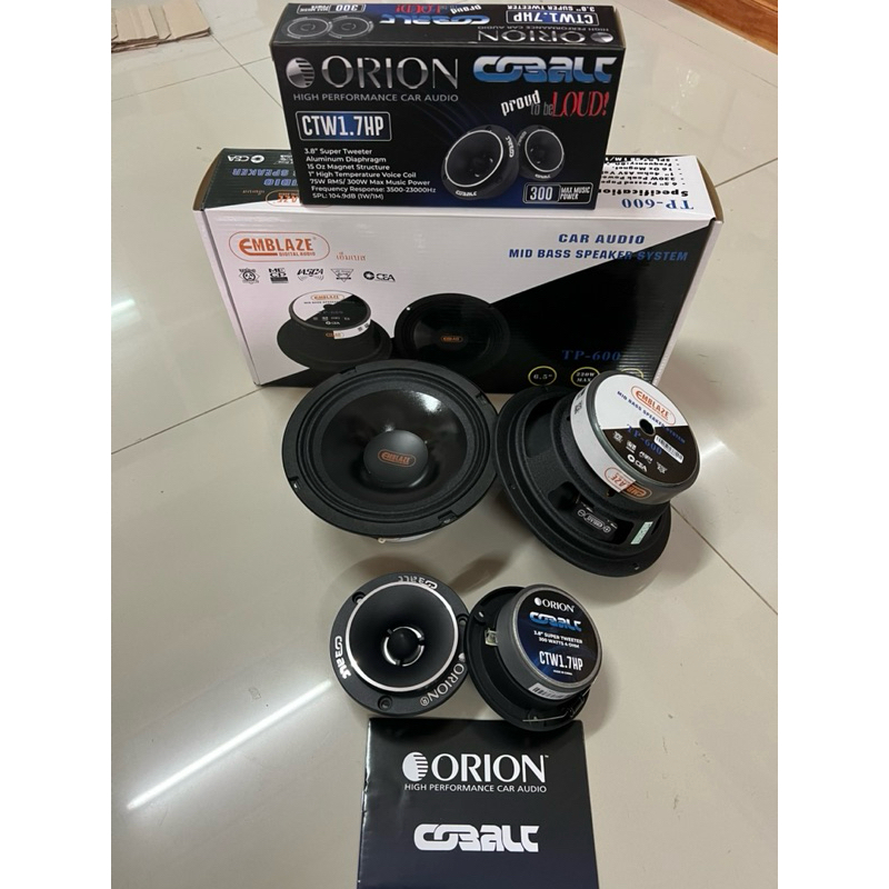 ซื้อ แหลมจาน 4นิ้ว ยี่ห้อ Orion รุ่น CTW1.7HP 1คู่ แถม 6.5“ EMBLAZE 1คู่