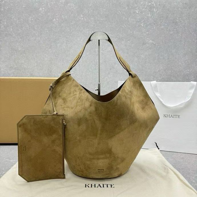 KHAITE Lotus Tote Handbag Medium/Matte Light Brown 4771