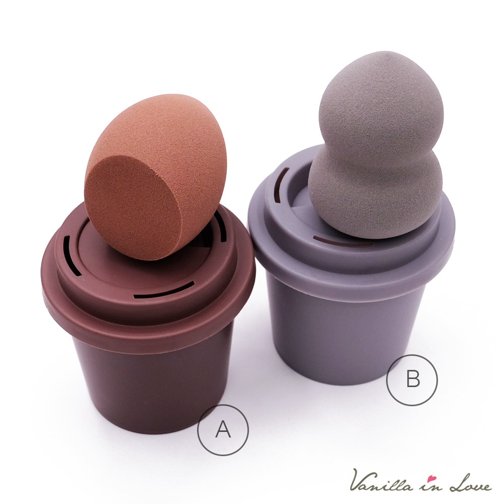 SG07 ฟองน้ำไข่ แต่งหน้า makeup sponge สีชอคโกแลท พร้อมกล่อง
