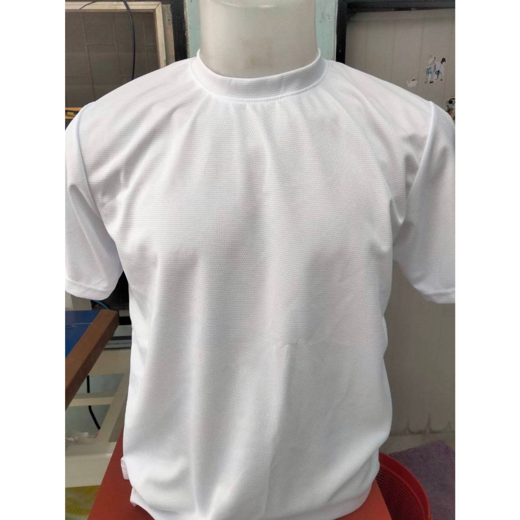 เสื้อแขนสั้น ผ้าไมโคร เม็ดข้าวสาร สีขาว ไซส์ M L XL 2XL