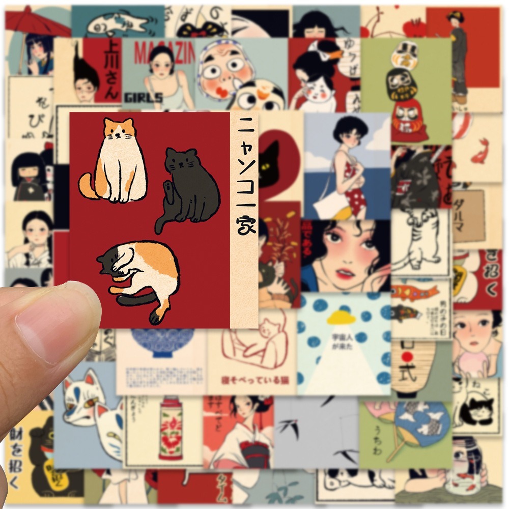 เคียวโตะ ดอกซากุระ ชิบะอินุ ภูเขาฟูจิ ญี่ปุ่น Japan kyoto stamp 50แผ่น กันน้ำ สติ๊กเกอร์ Sticker