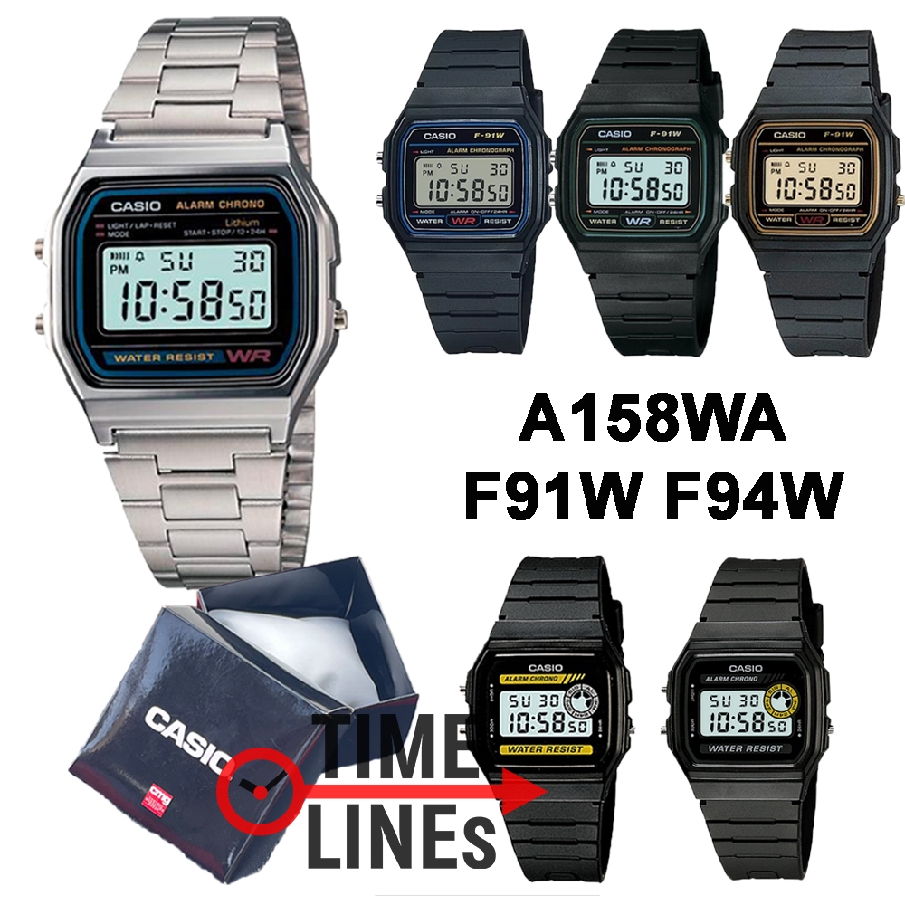 !!ประกันพร้อมกล่อง CMG!! CASIO รุ่น A158WA-1DF F91WA F94WA นาฬิกา ยอดนิยม ทนทานมาก A158 A158WA F91 F
