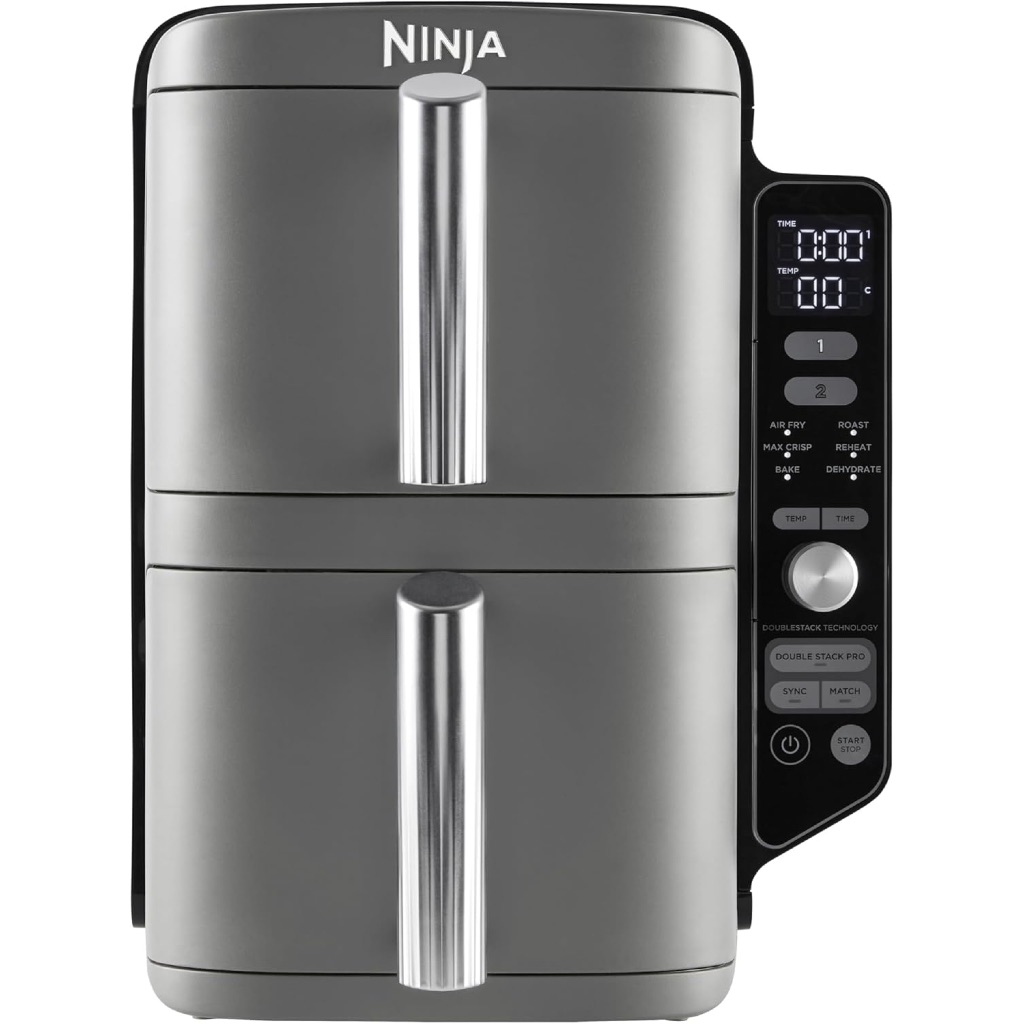 หม้อทอด 2 ชั้น Ninja Double Stack XL ทรงสูง Air Fryer Hot Air Fryer, 9.5 L (นำเข้าจากยุโรป)