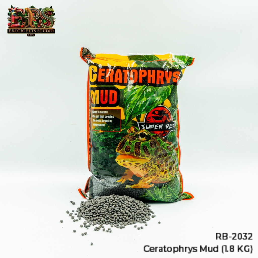 Ceratophrys Mud รองพื้นสำหรับกบ ปู กุ้ง หอย สัตว์ครึ่งบกครึ่งน้ำ ขนาด1.8กิโล  ดินอัดเม็ด เหมาะสำหรับกบPacmanโดยเฉพาะ
