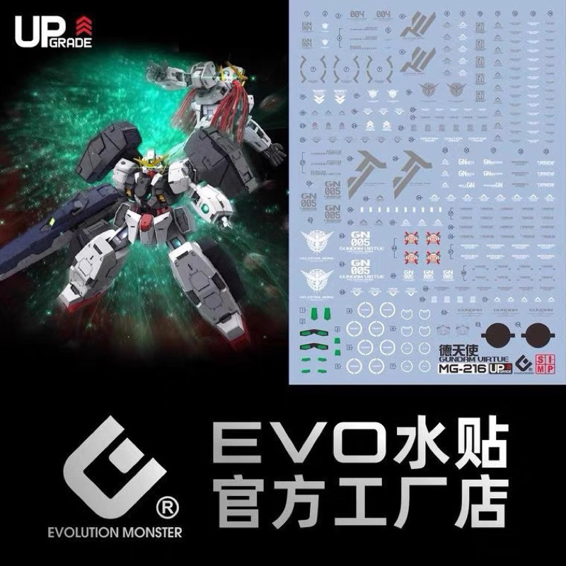 ดีคอลน้ำ DECAL EVO Upgrade MG 1/100 Virtue GN-005 สะท้อนแสงแบล็คไลด์