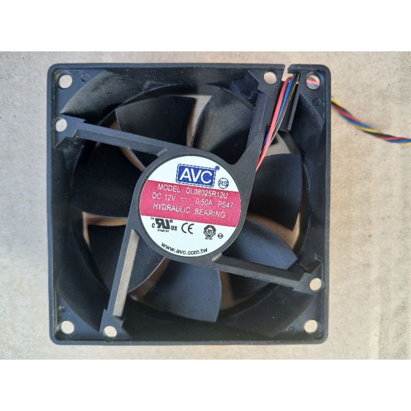 พัดลม 80mm ยี่ห้อ AVC รุ่น DL8025R12U DC12V 0.50A PS47 หัว 4 pin