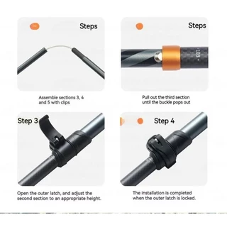 Naturehike ไม้เท้าเดินป่า คาร์บอนไฟเบอร์ พับ 5 ท่อน อัลตร้าไลท์ อลูมิเนียมอัลลอย เดินป่า แคมปิ้ง