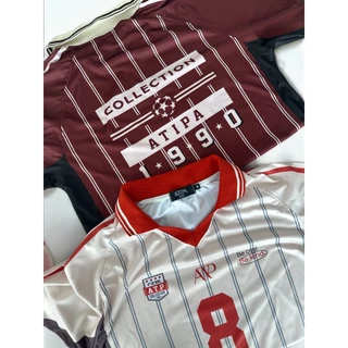 Atipashop - JERSEY OVERSIZE T-SHIRT เสื้อยืด คอปก ทรงโอเวอร์ไซส์ คอวี ทรงสปอร์ต