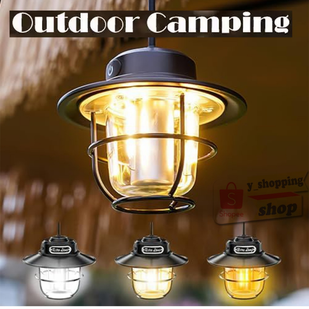 WJ989 ไฟตะเกียง ไฟฉุกเฉิน โคมไฟตั้งแคมป์ ไฟเดินป่า สําหรับอุปกรณ์กลางแจ้ง 6โหมด  USB TYPE-C Recharge