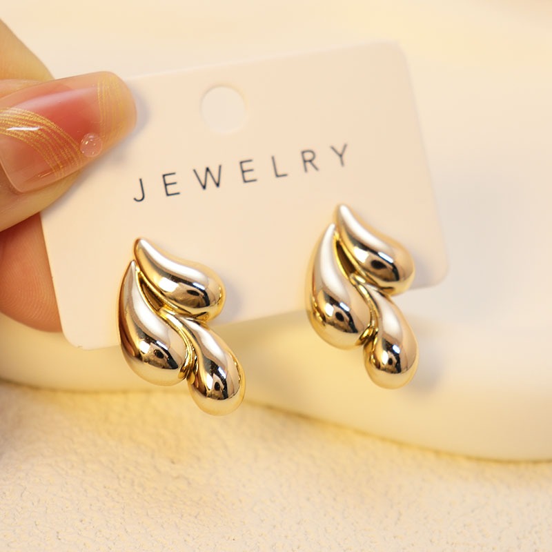 ต่างหูทอง earring ตุ้มหูห่วง รูปร่างหยดน้ำ ต่างหูห่วง หรูหรา jewelry accessories สําหรับผู้หญิง ของขวัญ 92.5%เข็มเงิน