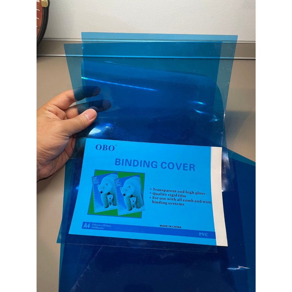 ปกพลาสติกใส สีน้ำเงิน แผ่นใสทำปก ปกใส A4 อะซิเตททำปก ปกรายงาน A4 140 micron (20,50,100 แผ่น) ใช้เข้าเล่ม ใช้กับสันรูดได้