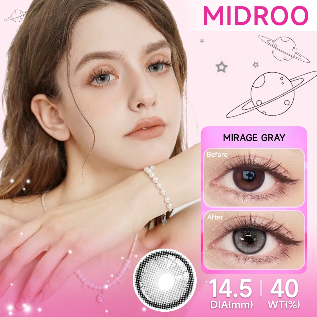 Midroo[COD] คอนแทคเลนส์สี [0.00~6.00] Fog Brown ขนาดมินิ 14.0/14.5mm-1 ค - รูปที่ 3