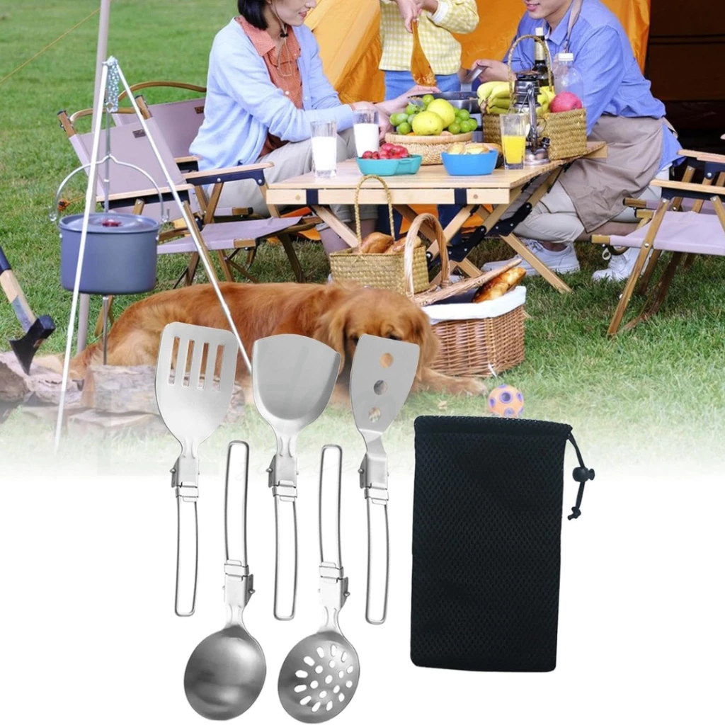 HOMEBERG ตะหลิว กระบวย ตะหลิวผัด เครื่องครัว พับเก็บได้ สำหรับแค้มปิ้ง อุปกรณ์ทำอาหารพกพา แคมป์ปิ้ง เดินป่า อุปกรณ์ thumbnail 6