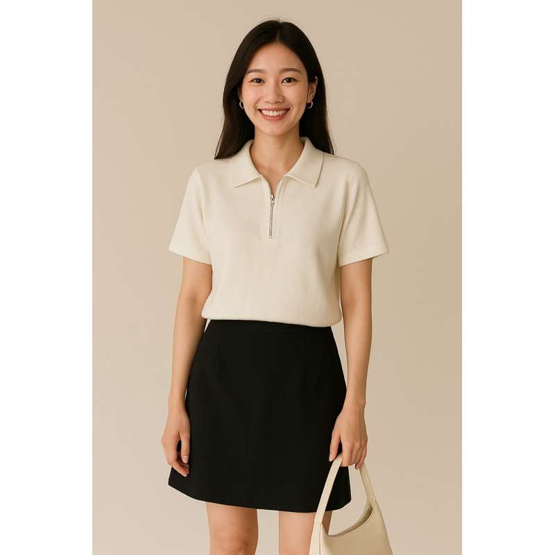 เสื้อไหมพรมคอปกซิป One-k #154860