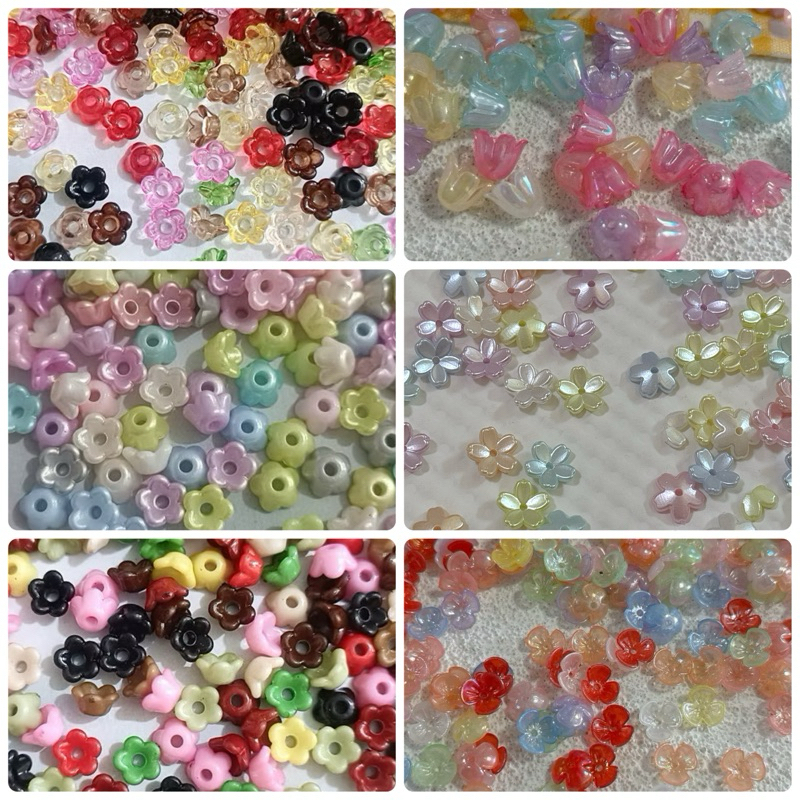 (A025)ลูกปัดกลีบบดอกไม้ มีหลาบแบบ ลูกปัดตกแต่งงานdiy