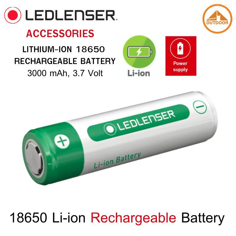 ถ่านชาร์จของแท้ Ledlenser Lithium-ion 18650 Rechargeable Battery 3000 mAh 3.7V ใช้กับไฟฉาย Ledlenser