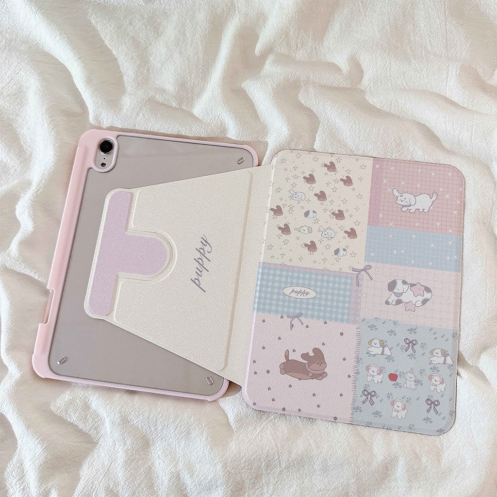 ⚡พร้อมส่ง⚡case iPad Air7 Air8 11/13 Gen12ที่ใส่ปากกา ลูกสุนัขโบว์ริบบิ้น เคสiPadหมุน 360°Gen10 Gen11
