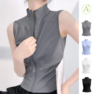 ArayaLady เสื้อแจ๊คเก็ตแขนกุดออกกำลังกาย เสื้อกล้ามกีฬามีซิปรูด AT-JYMW041