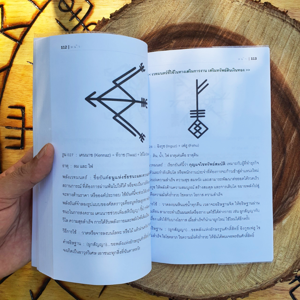 เซ็ทหนังสืออักษรรูน + หนังสือยันต์รูน + รูนไม้จารมือ 24 อักษร (ครบชุดพร้อมใช้)