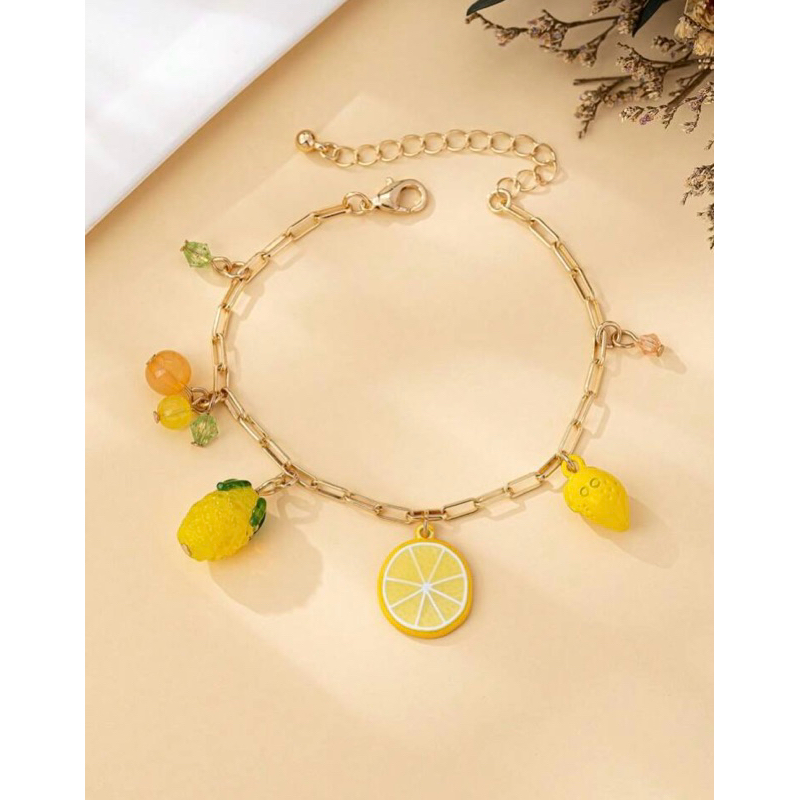 สร้อยข้อมือเลมอน 🍋 (ความยาวประมาณ 17+6 ซม.) *ทักแชท หากต้องการปรับให้สั้นลง* พร้อมส่ง