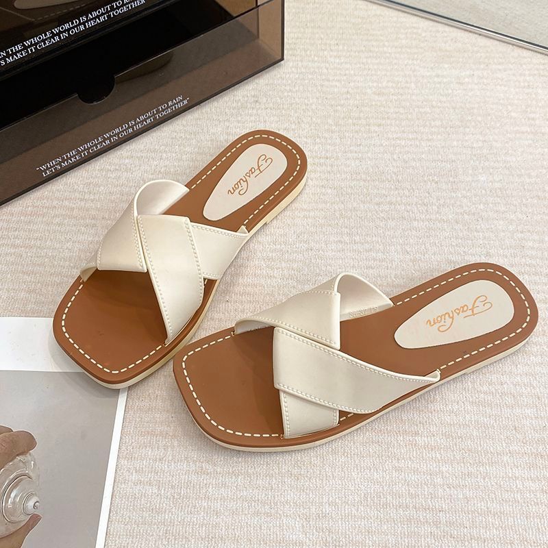 รองเท้าแตะ คาดแต่งไขว้ พื้นลายเชือกถัก 3 สี ส้นตึก เบอร์ 36-40