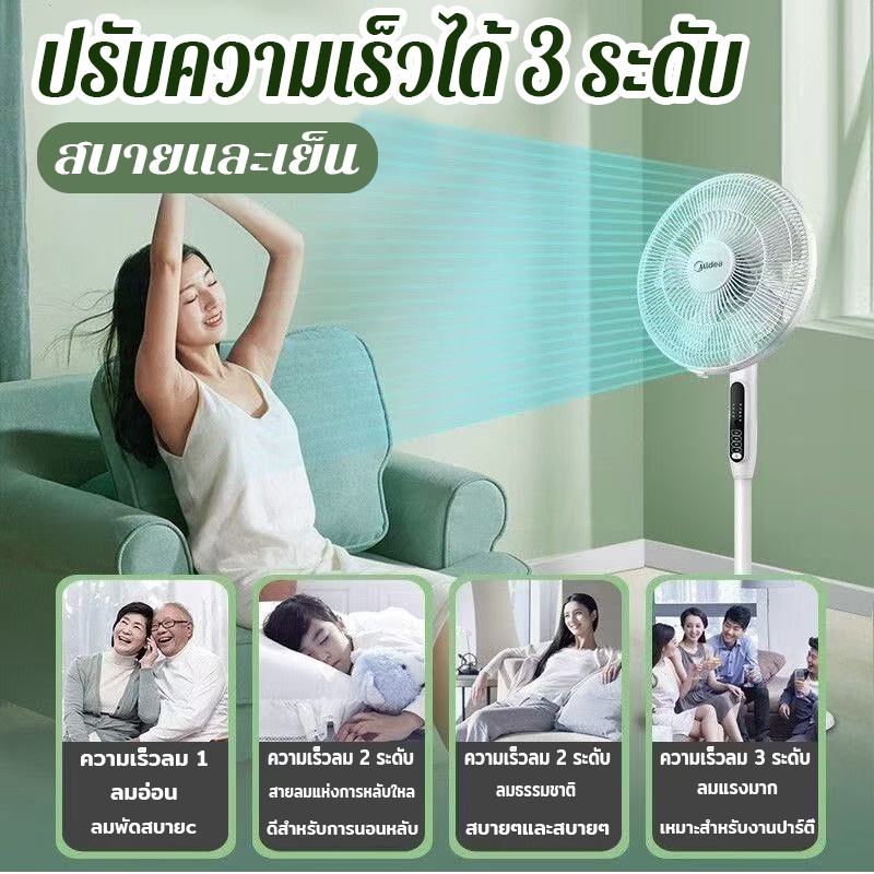 รับประกัน1ปี✨พัดลมตั้งพื้น พัดลม 16 นิ้ว ปรับได้ 3 ระดับ พัดลมรีโมต เสียงเงียบ ใบมีด 5 ใบ Stand Fan พร้อมฟังก์ชั่นจับเวล
