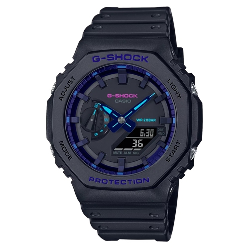 G-Shock นาฬิกาข้อมือผู้ชาย สายเรซิ่น สีดำ รุ่น GA-2100,GA-2100VB,GA-2100VB-1A