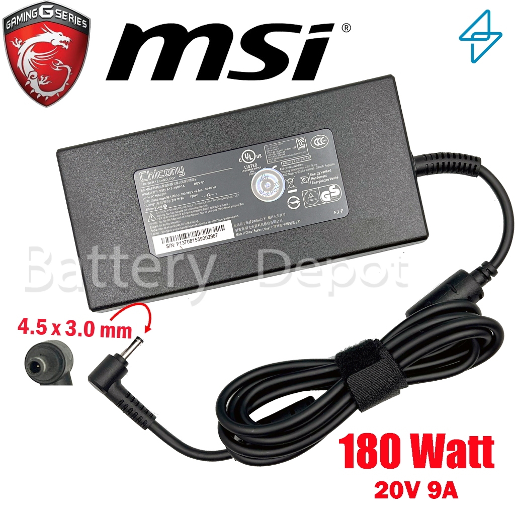 MSI AC Adapter ของแท้ สำหรับ MSI Bravo 15 C7UCX / MSI Sword 15 A12UD / MSI Katana 17 B12UDXK 180W 4.